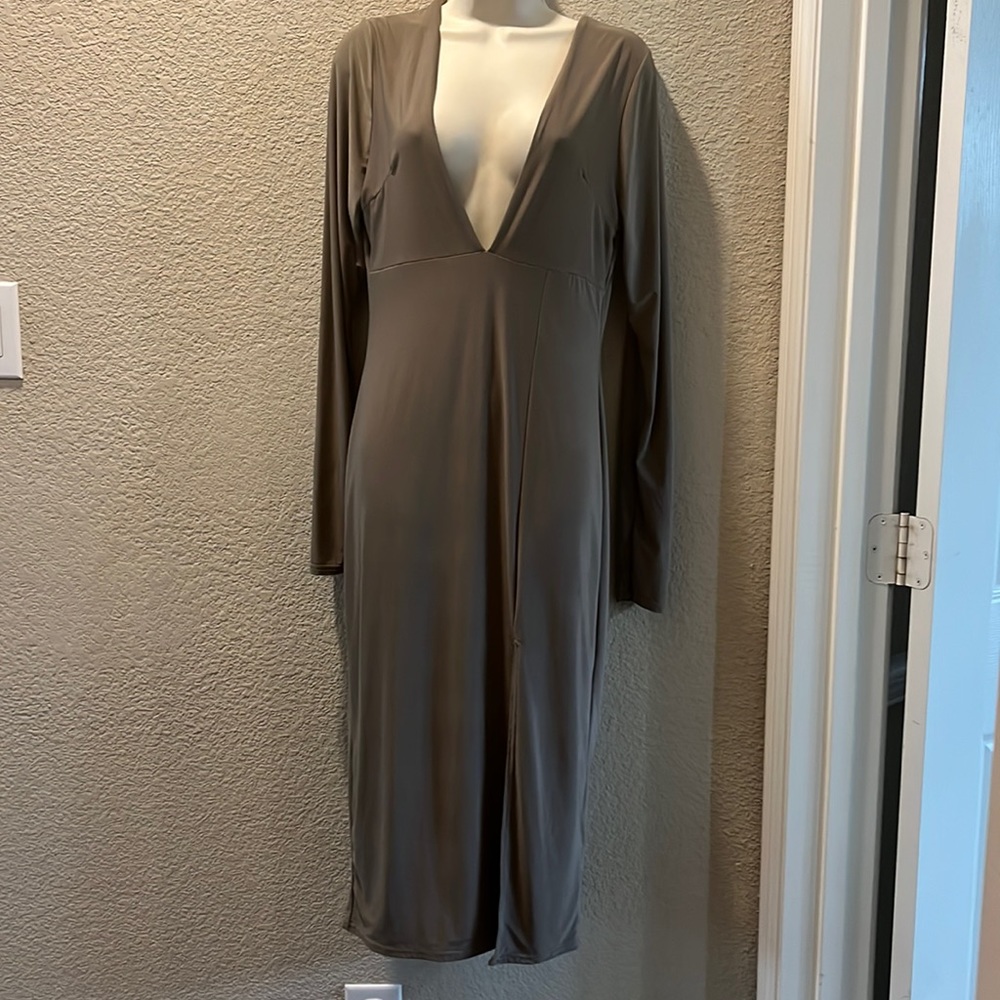 Misguided Tan L/S dress